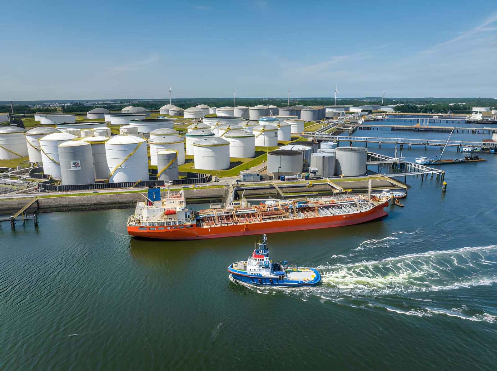 Rotterdam Botlek Europoort crude oil terminal with VLCC berths